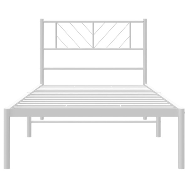 Estructura de cama de metal con cabecero blanco 100x200 cm