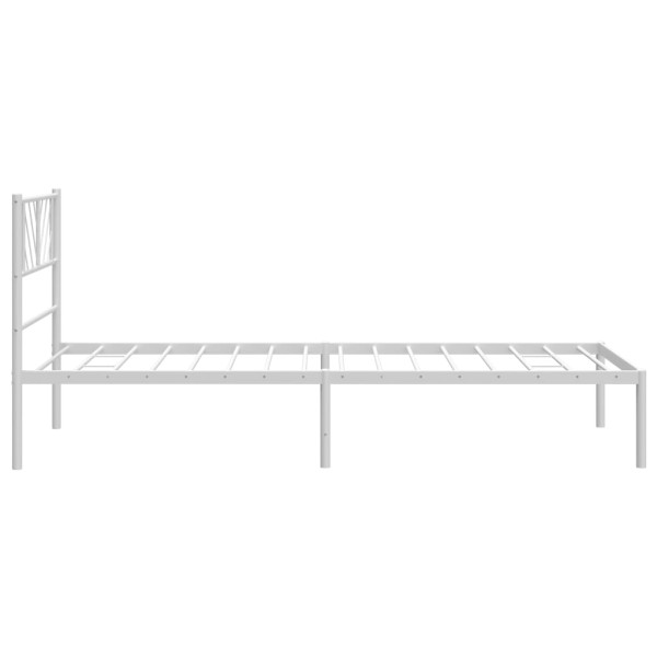 Estructura de cama de metal con cabecero blanco 100x200 cm