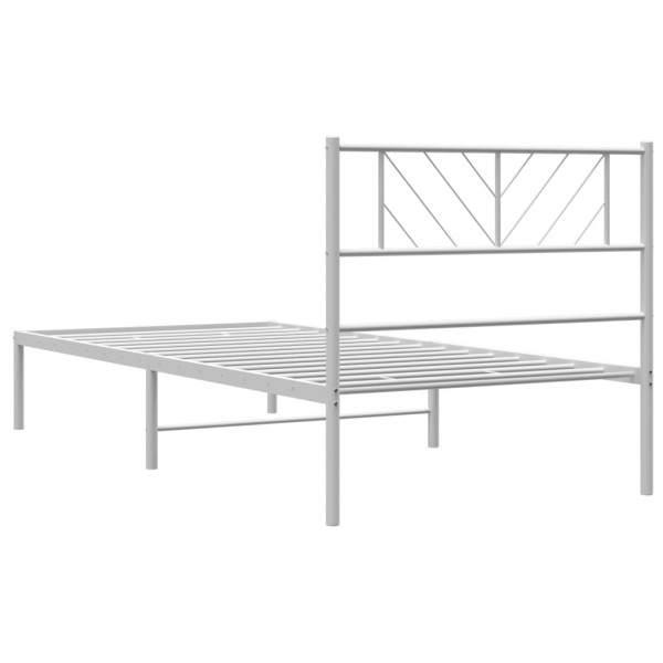 Estructura de cama de metal con cabecero blanco 100x200 cm