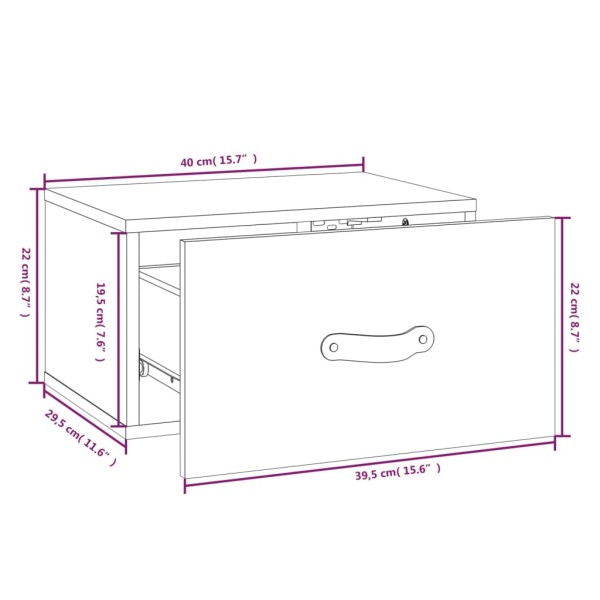 Mesitas de noche de pared 2 uds blanco 40x29,5x22 cm