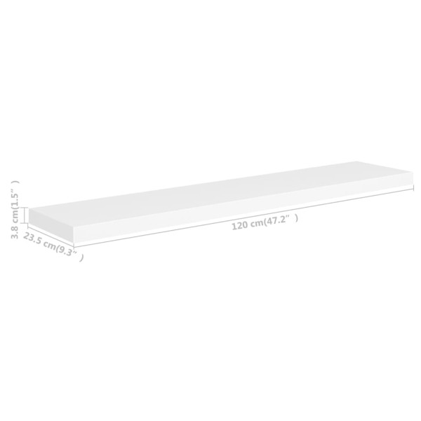 Estante flotante de pared 4 uds MDF blanco 120x23,5x3,8 cm