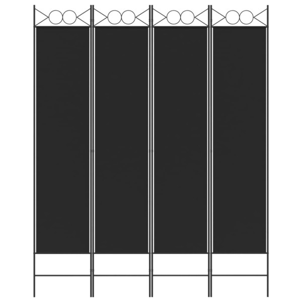 Biombo divisor de 4 paneles de tela negro 160x200 cm