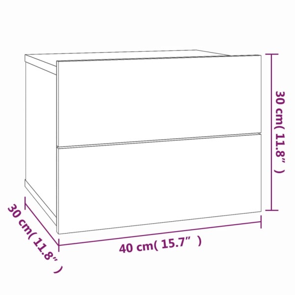 Mesita de noche madera contrachapada roble ahumado 40x30x30 cm