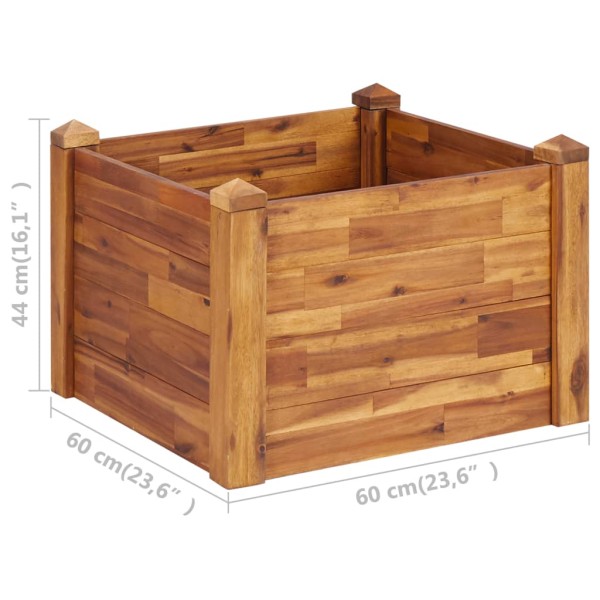 Arriate de madera maciza de acacia 60x60x44 cm