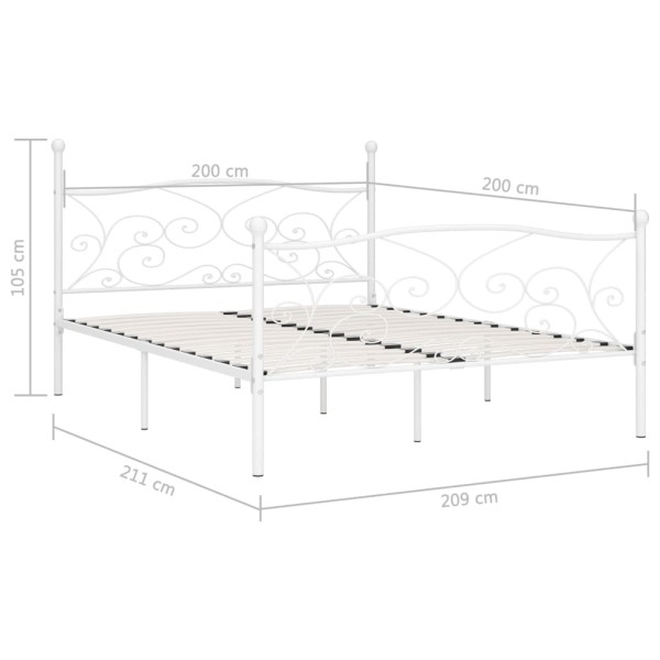 Estructura de cama con somier metal blanco 200x200 cm