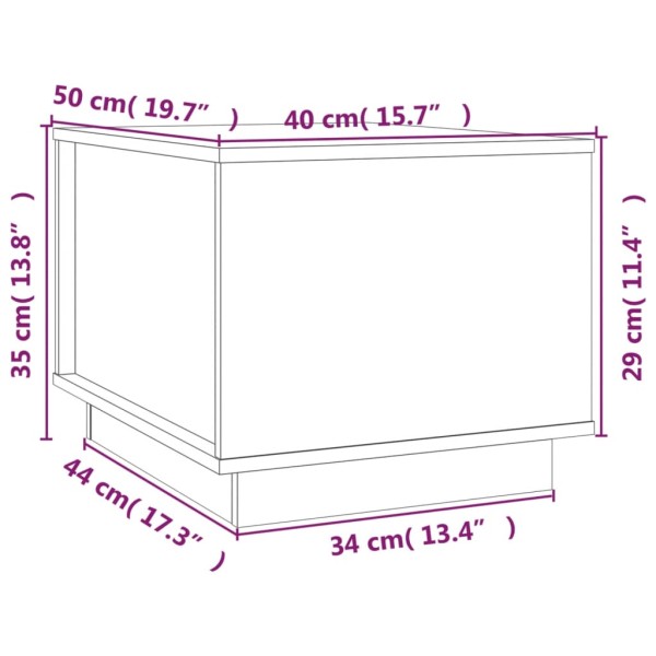 Mesa de centro de madera maciza de pino gris 40x50x35 cm