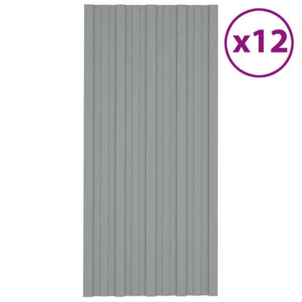 Panel para tejado acero galvanizado gris 12 unidades 100x45 cm