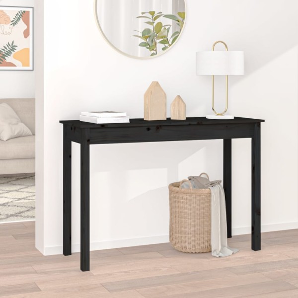 Mesa consola madera maciza de pino negro 110x40x75 cm