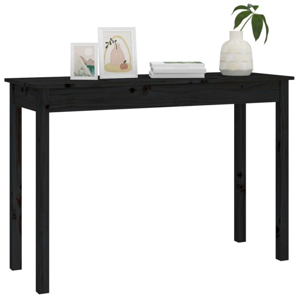 Mesa consola madera maciza de pino negro 110x40x75 cm