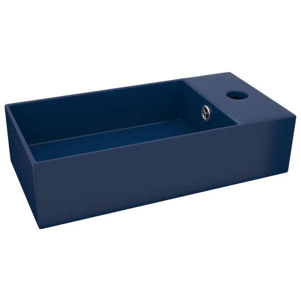 Lavabo con rebosadero cerámica azul oscuro