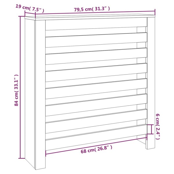 Cubierta de radiador madera maciza de pino gris 79,5x19x84 cm