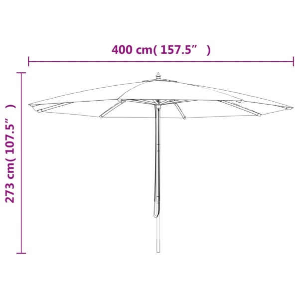 Sombrilla de jardín con poste de madera gris taupé 400x273 cm