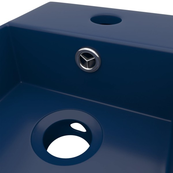 Lavabo con rebosadero cerámica azul oscuro