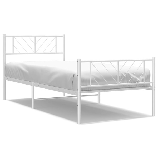 Estructura cama metal cabecero y pie de cama blanca 100x190 cm