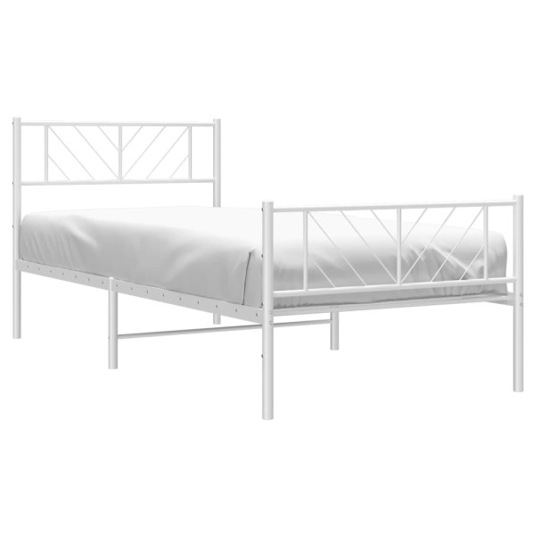 Estructura cama metal cabecero y pie de cama blanca 100x190 cm