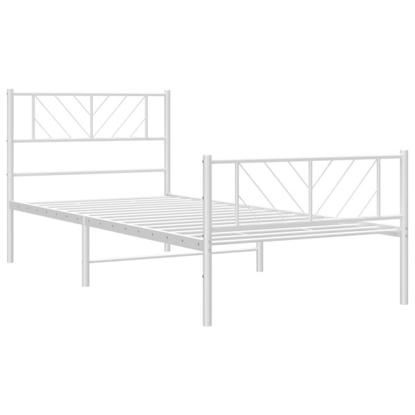 Estructura cama metal cabecero y pie de cama blanca 100x190 cm