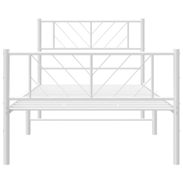 Estructura cama metal cabecero y pie de cama blanca 100x190 cm