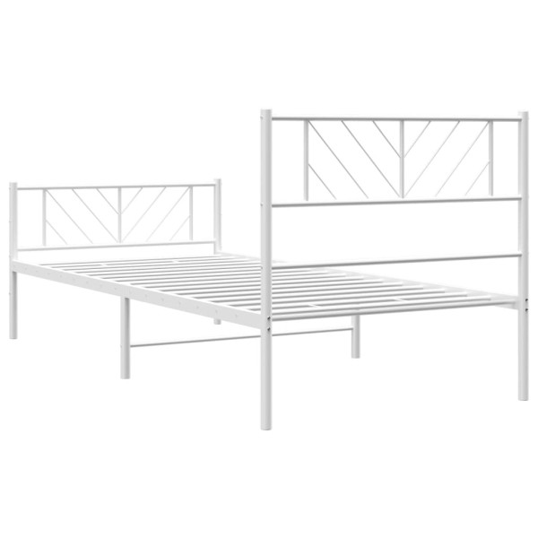 Estructura cama metal cabecero y pie de cama blanca 100x190 cm