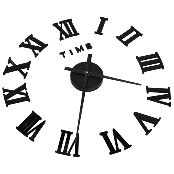 Reloj 3D de pared con diseño moderno negro 100 cm XXL