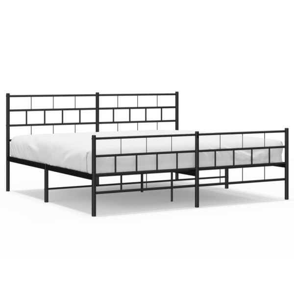 Estructura de cama cabecero y pie de cama metal negro 200x200cm