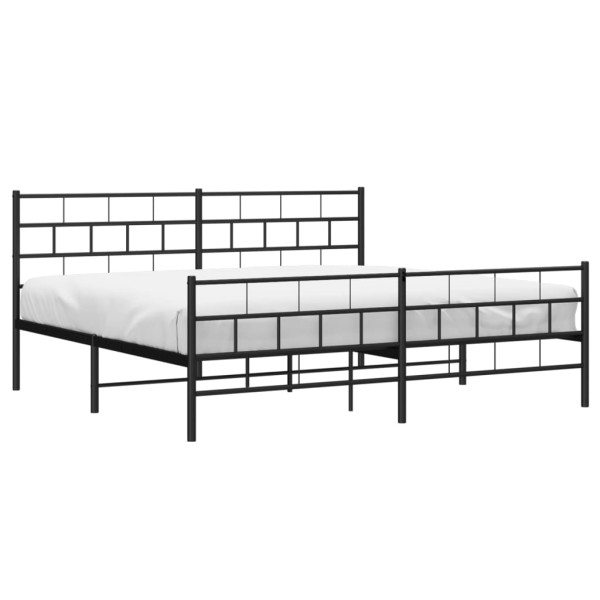 Estructura de cama cabecero y pie de cama metal negro 200x200cm