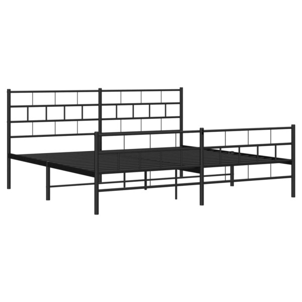 Estructura de cama cabecero y pie de cama metal negro 200x200cm