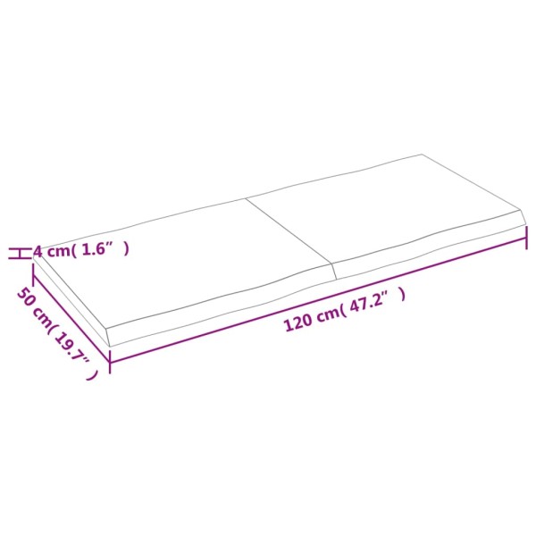 Tablero mesa madera tratada borde vivo marrón 120x50x(2-4) cm