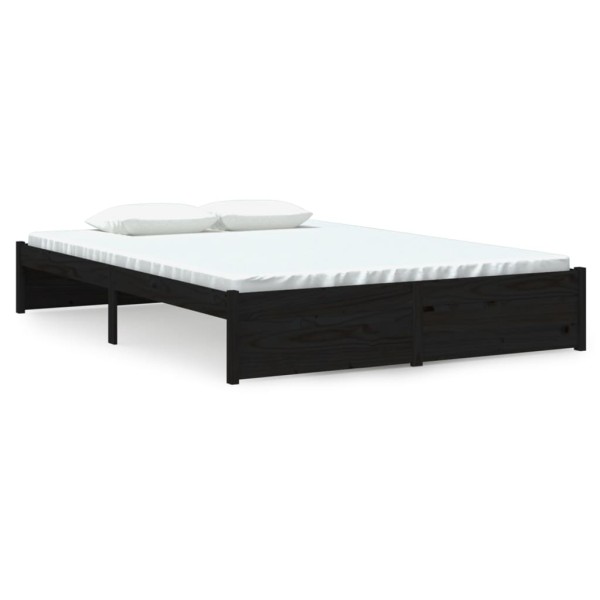 Estructura de cama madera maciza negra 140x200 cm