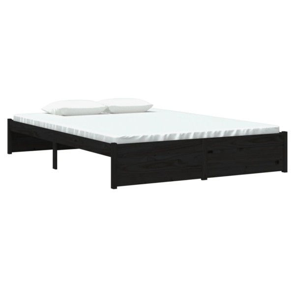 Estructura de cama madera maciza negra 140x200 cm