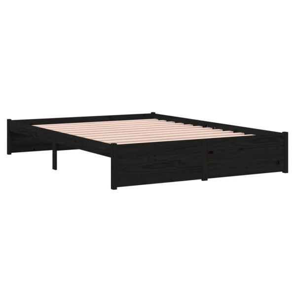 Estructura de cama madera maciza negra 140x200 cm