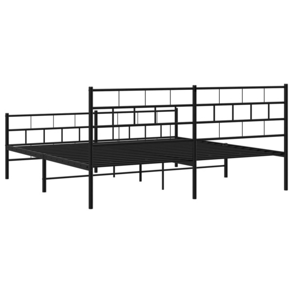 Estructura de cama cabecero y pie de cama metal negro 200x200cm