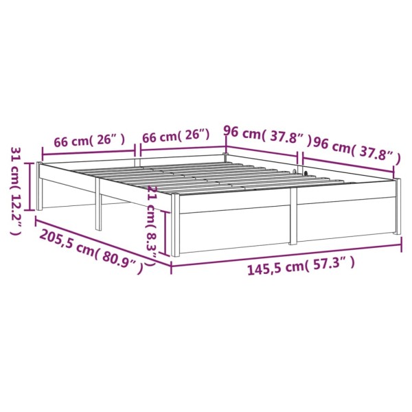 Estructura de cama madera maciza negra 140x200 cm