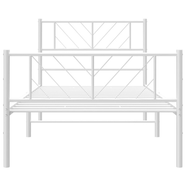 Estructura cama metal con cabecero y pie cama blanca 80x200 cm