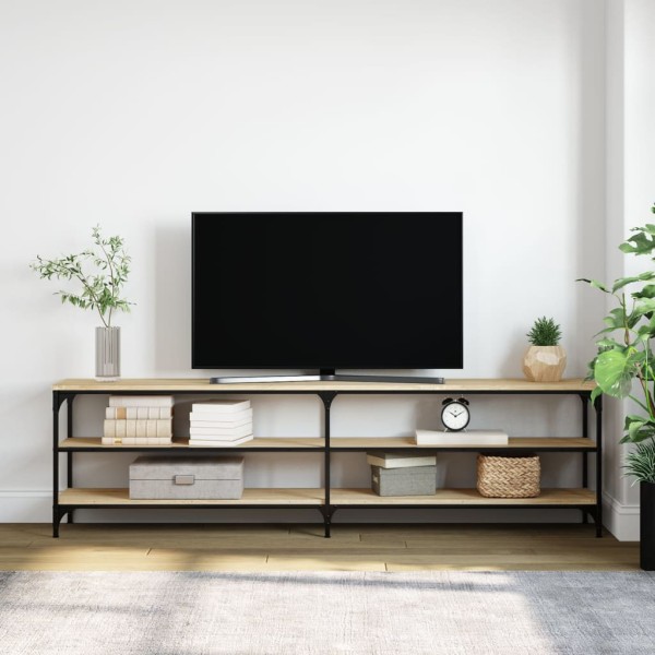 Mueble TV metal y madera contrachapada roble Sonoma 180x30x50cm