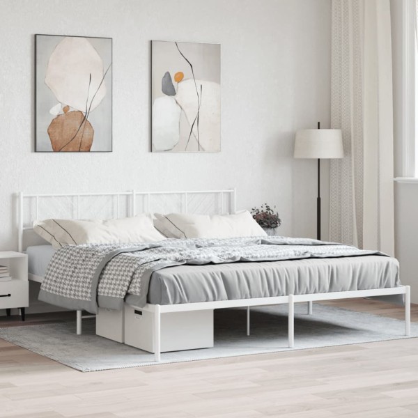 Estructura de cama con cabecero metal blanca 200x200 cm