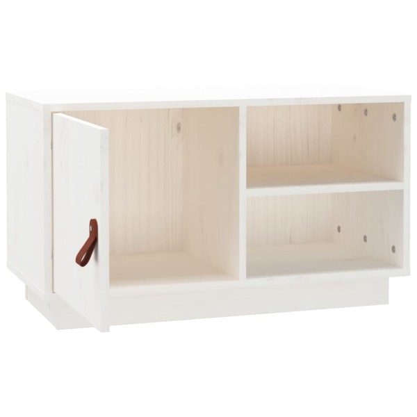 Mueble de TV de madera maciza de pino blanco 70x34x40 cm