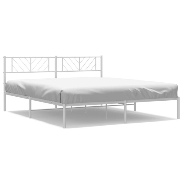 Estructura de cama con cabecero metal blanca 200x200 cm