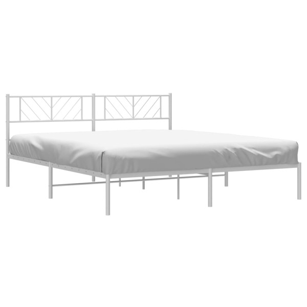 Estructura de cama con cabecero metal blanca 200x200 cm