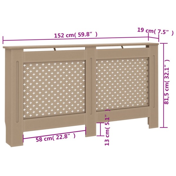 Cubierta para radiador MDF 152x19x81,5 cm