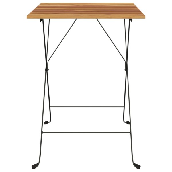 Mesa de cafetería plegable teca maciza y acero 55x54x71 cm