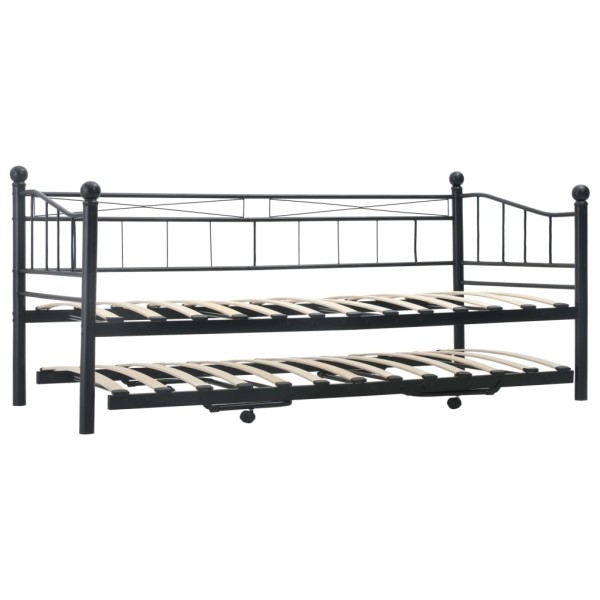 Estructura de cama de acero negra 180x200/90x200 cm