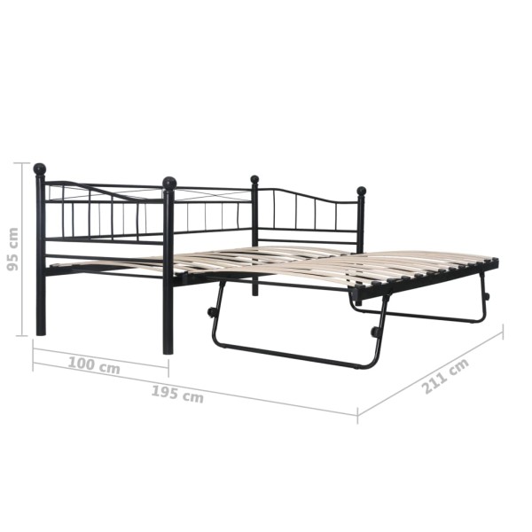 Estructura de cama de acero negra 180x200/90x200 cm