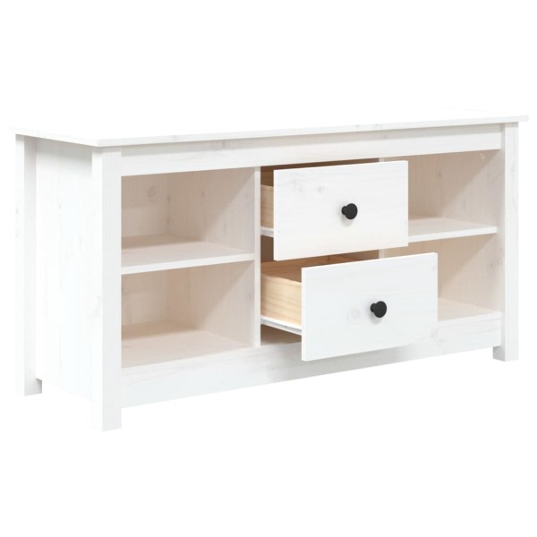 Mueble para TV de madera maciza de pino blanco 103x36,5x52 cm