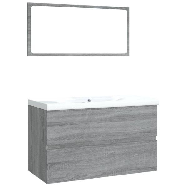 Set de muebles de baño madera contrachapada gris Sonoma