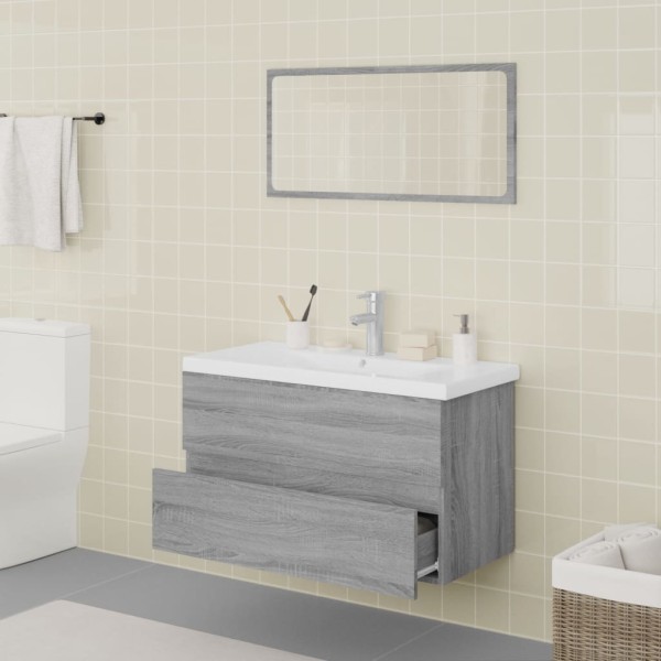 Set de muebles de baño madera contrachapada gris Sonoma