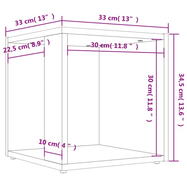 Mesa auxiliar madera contrachapada gris hormigón 33x33x34,5 cm