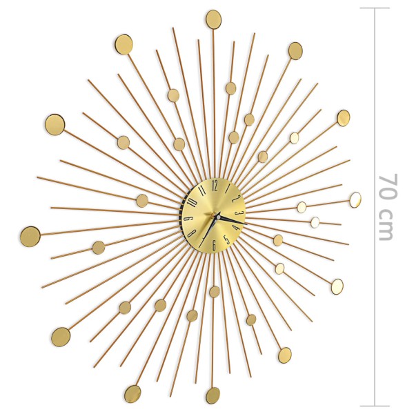 Reloj de pared de metal dorado 70 cm