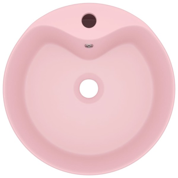 Lavabo lujo con rebosadero cerámica rosa mate 36x13 cm