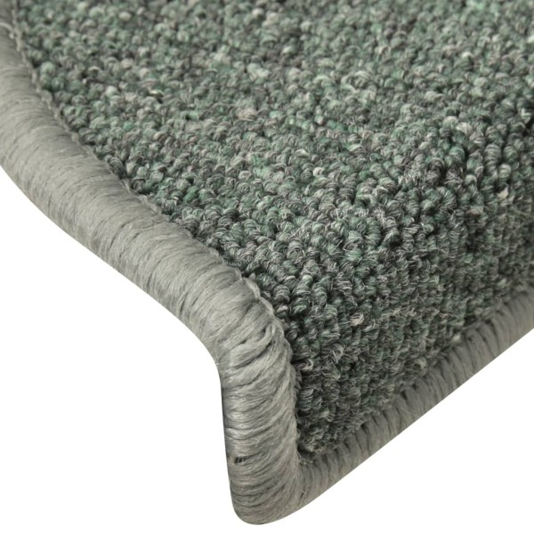 Alfombras de peldaños de escalera 15 uds verde oscuro 56x17x3cm