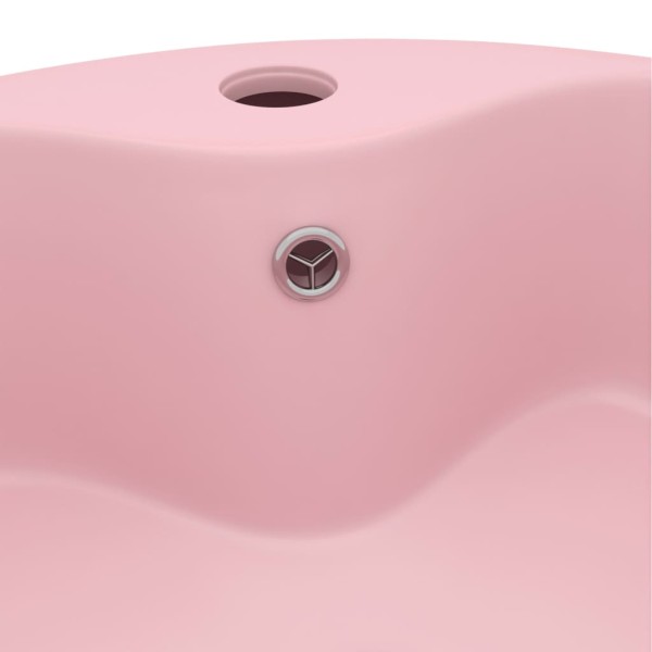 Lavabo lujo con rebosadero cerámica rosa mate 36x13 cm